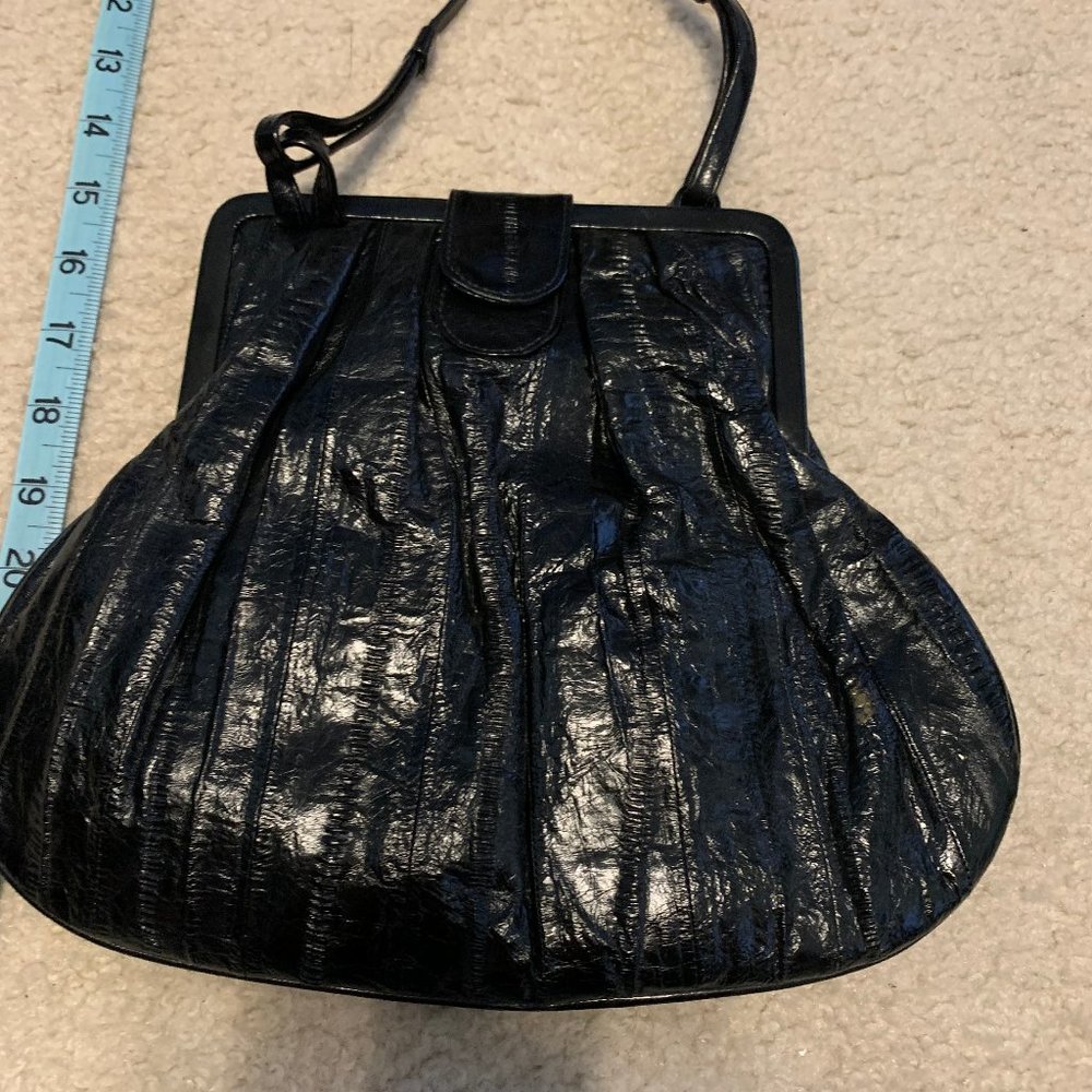 Perfect Black Eel Skin Purse W/ Clutch